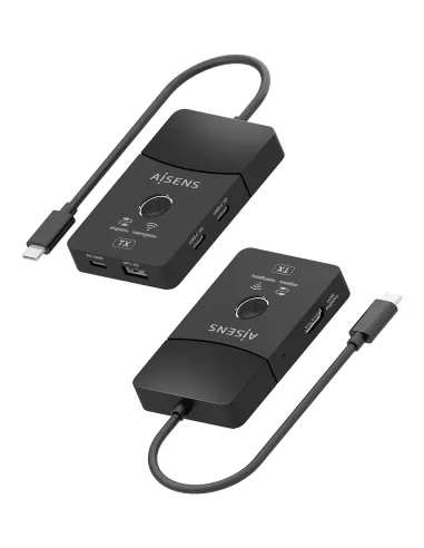 AISENS Docking USB-C a HDMI 1080P@60Hz (Inalámbrico) 30M, 1xHDMI 4K60HZ (Cable) 2xUSB-C 1xUSB-A 1xUSB-C PD 100W, Negro