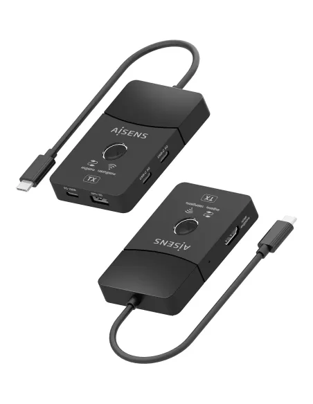 AISENS Docking USB-C a HDMI 1080P@60Hz (Inalámbrico) 30M, 1xHDMI 4K60HZ (Cable) 2xUSB-C 1xUSB-A 1xUSB-C PD 100W, Negro