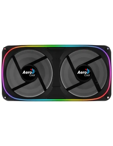 Aerocool ASTRO24 Doble Ventilador PC 12cm ARGB LED Soporte Antivibración Negro