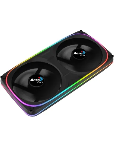 Aerocool ASTRO24 Doble Ventilador PC 12cm ARGB LED Soporte Antivibración Negro