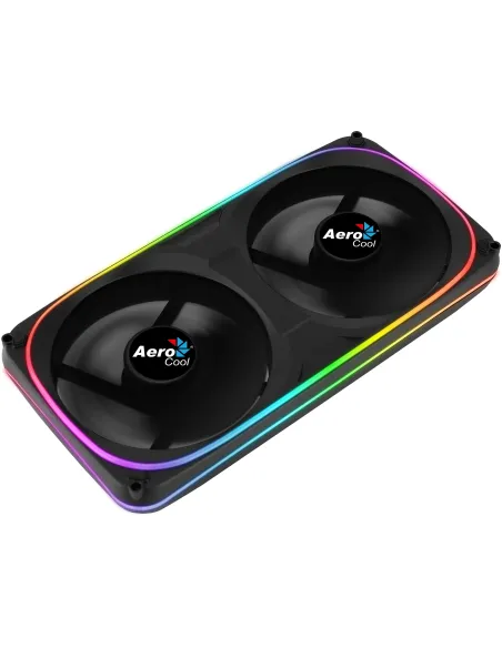 Aerocool ASTRO24 Doble Ventilador PC 12cm ARGB LED Soporte Antivibración Negro