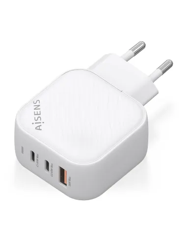 AISENS Cargador GaN 65W, 2xUSB-C PD3.0 QC4.0, 1xUSB-A QC3.0, Blanco