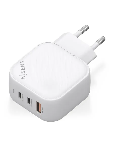 AISENS Cargador GaN 65W, 2xUSB-C PD3.0 QC4.0, 1xUSB-A QC3.0, Blanco