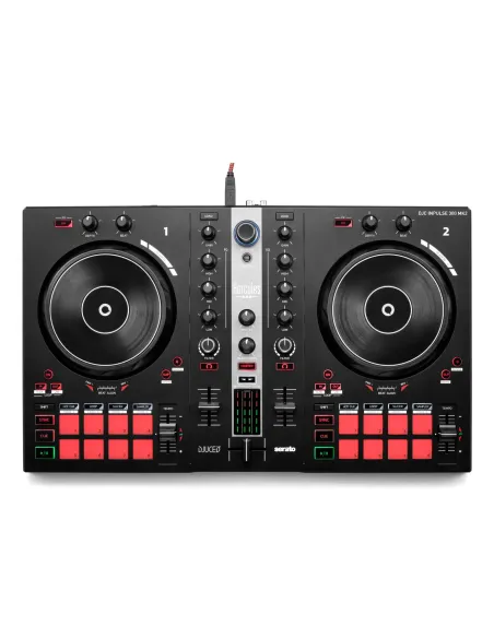 Hercules INPULSE 300 MK2 Controladora con opción de realizar scratch utilizando discos de vinilo Negro, Rojo