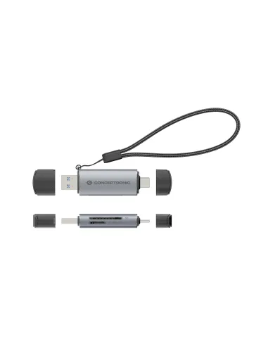 Conceptronic BIAN05G lector de tarjeta USB 3.2 Gen 1 (3.1 Gen 1) Type-A Type-C Gris