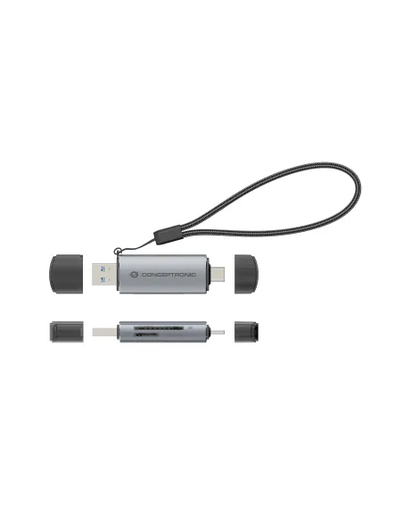 Conceptronic BIAN05G lector de tarjeta USB 3.2 Gen 1 (3.1 Gen 1) Type-A Type-C Gris