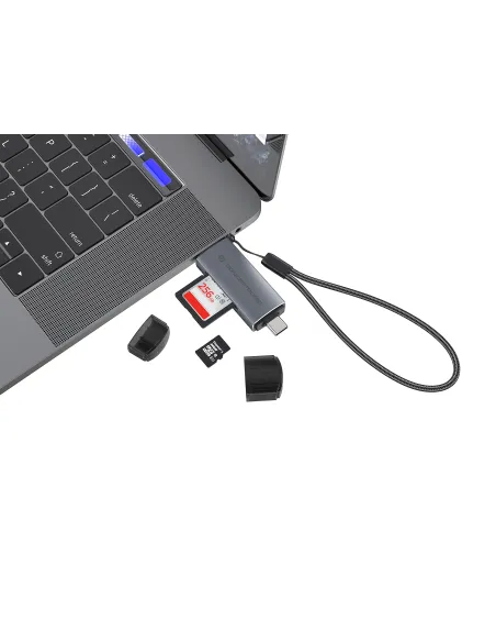 Conceptronic BIAN05G lector de tarjeta USB 3.2 Gen 1 (3.1 Gen 1) Type-A Type-C Gris