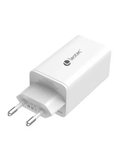 Cargador de pared leotec 65w carga rapida 2 usb tipo - c pd 1 usb - a blanco