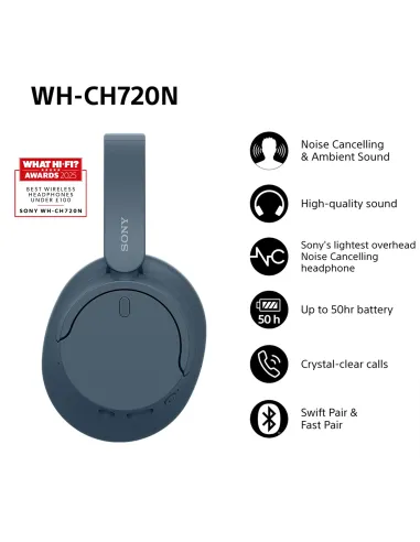 Sony WH-CH720N Auriculares Inalámbrico y alámbrico Diadema Llamadas Música USB Tipo C Bluetooth Azul