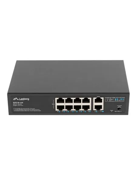 Switch lanberg 10 puertos 100mb 8xpoe+ - 2x gbit ether 120w rack 10 pulgadas - 19 pulgadas