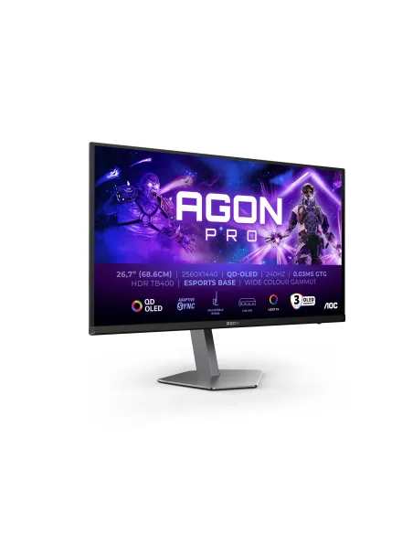 AOC AGON PRO AG276QZD2 pantalla para PC 67,3 cm (26.5") 2560 x 1440 Pixeles Quad HD QD-OLED Negro, Gris