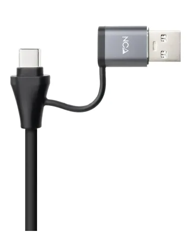 Nanocable Conversor USB-C+USB-A M 3.0 a Ethernet, Aluminio, Gris, 15 cm