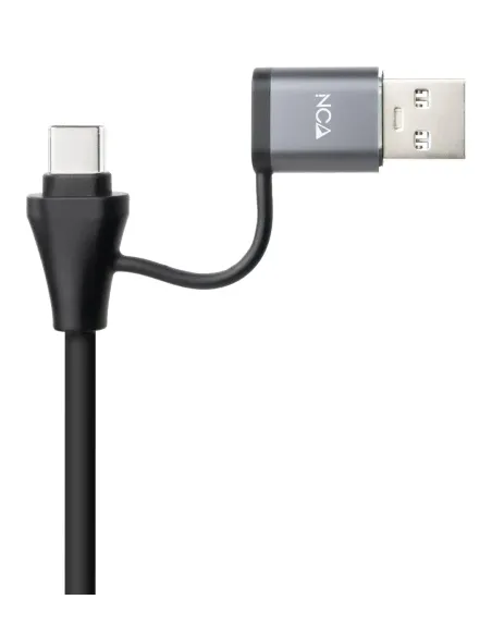 Nanocable Conversor USB-C+USB-A M 3.0 a Ethernet, Aluminio, Gris, 15 cm