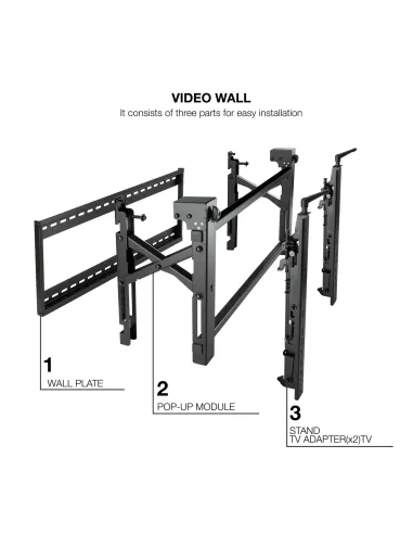 TooQ Soporte Video Wall de Pared para Pantalla 45”- 70”, Negro