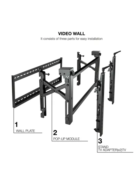TooQ Soporte Video Wall de Pared para Pantalla 45”- 70”, Negro