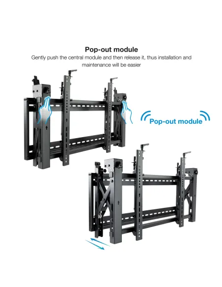 TooQ Soporte Video Wall de Pared para Pantalla 45”- 70”, Negro