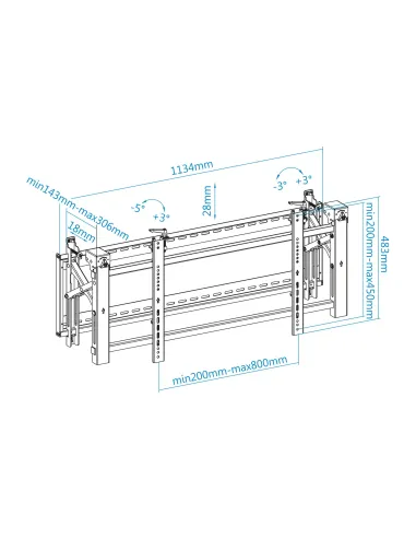 TooQ Soporte Video Wall de Pared para Pantalla 45”- 70”, Negro