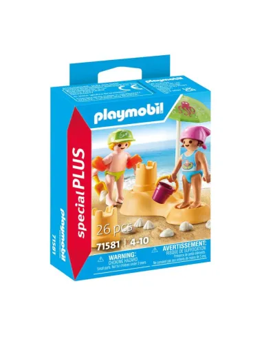 Playmobil niños con castillo de arena