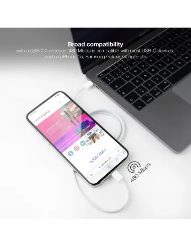 Nanocable Cable USB-C 2.0 60W 3A, USB-C M-USB-C M, Blanco, 1 m