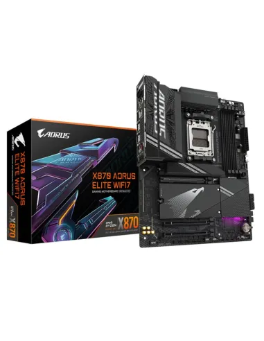 GIGABYTE Placa base X870 A ELITE WIFI7 - Compatible con CPUs AMD Ryzen 9000, VRM de 16+2+2 fases, hasta 8000MHz DDR5 (OC), 4xPCI