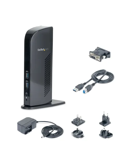 StarTech.com Docking Station USB 3.0 de 2 Monitores para Portátil - HDMI y DVI VGA - Hub Ladrón 6x USB-A - GbE - Audio -
