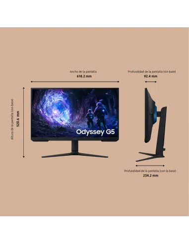 Samsung Monitor Gaming 27" Odyssey G5 G5F1 QHD 180Hz Plano