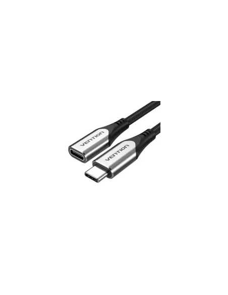Cable Alargador USB 3.1 Tipo-C Vention TABHF/ USB Tipo-C Macho - USB Tipo-C Hembra/ Hasta 60W/ 5Gbps/ 1m/ Gris