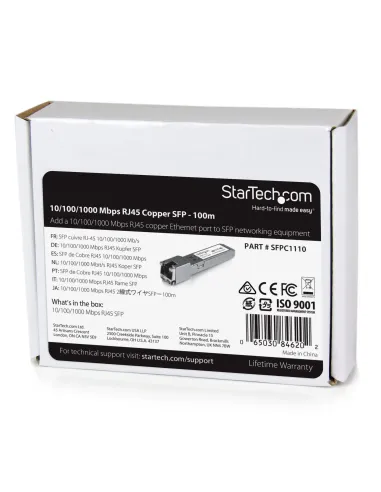 StarTech.com Módulo Transceptor SFP Compatible con el Modelo SFP-GE-T de Cisco - 1000BASE-T - SFP a RJ45 Cat6   Cat5e -