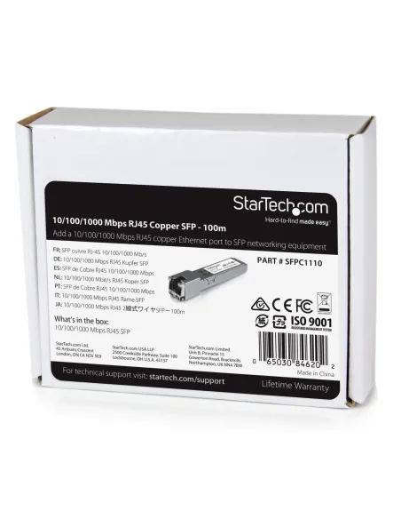 StarTech.com Módulo Transceptor SFP Compatible con el Modelo SFP-GE-T de Cisco - 1000BASE-T - SFP a RJ45 Cat6   Cat5e -