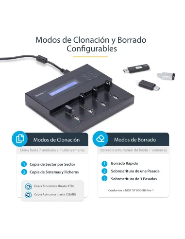 StarTech.com Clonador Autónomo 1 7 para Memorias USB - Copiador de Unidades de Memoria USB - Copia Sector por Sector de Sistema