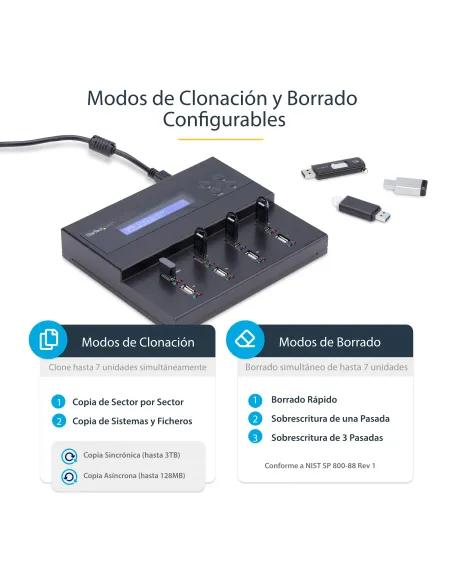 StarTech.com Clonador Autónomo 1 7 para Memorias USB - Copiador de Unidades de Memoria USB - Copia Sector por Sector de Sistema