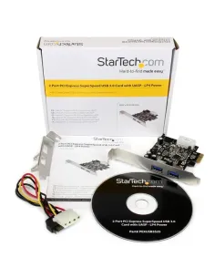 StarTech.com Adaptador Tarjeta Controladora PCI Express PCI-E 2 Puertos USB 3.0 con Alimentación Molex y UASP