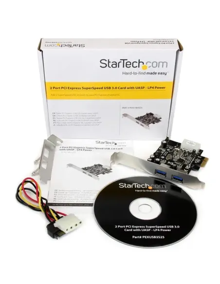 StarTech.com Adaptador Tarjeta Controladora PCI Express PCI-E 2 Puertos USB 3.0 con Alimentación Molex y UASP