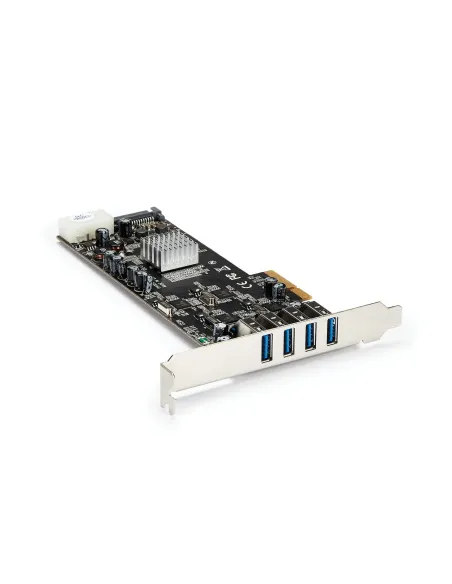 StarTech.com Adaptador Tarjeta PCI Express PCI-E 4 Puertos USB 3.0 UASP 2 Canales de 5Gbps con Alimentación Molex SATA