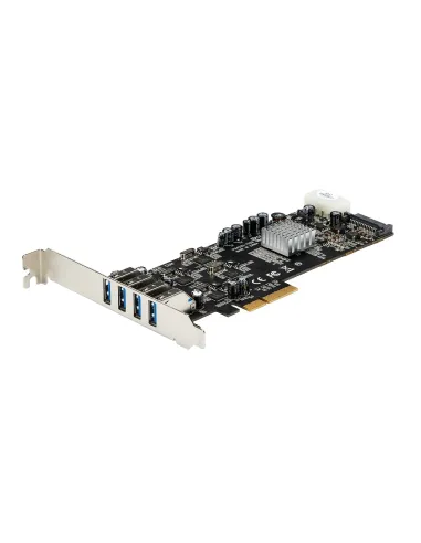 StarTech.com Adaptador Tarjeta PCI Express PCI-E 4 Puertos USB 3.0 UASP 2 Canales de 5Gbps con Alimentación Molex SATA