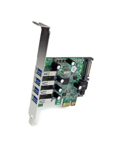 StarTech.com Tarjeta Adaptador PCI Express PCI-E USB 3.0 con UASP de 4 Puertos - Alimentación SATA