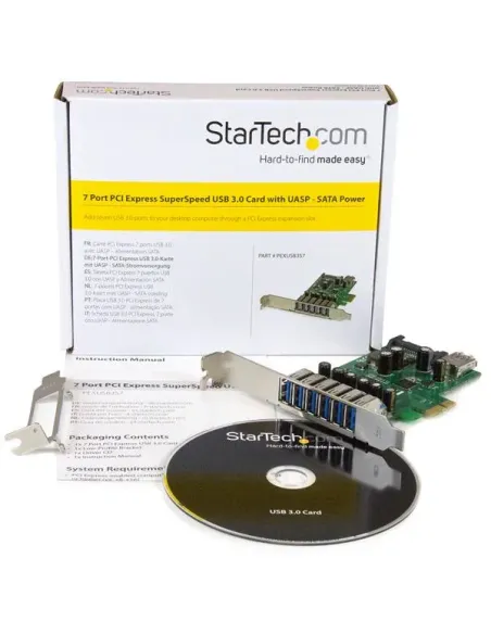 StarTech.com Adaptador tarjeta PCI Express de 7 puertos USB 3.0 con perfil bajo o completo