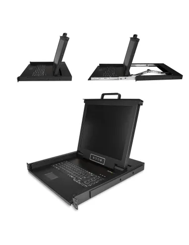 StarTech.com Consola KVM de Montaje en Rack - Teclado QWERTY - KVM para Rack de Servidores de 1 puerto VGA con Monitor LCD de
