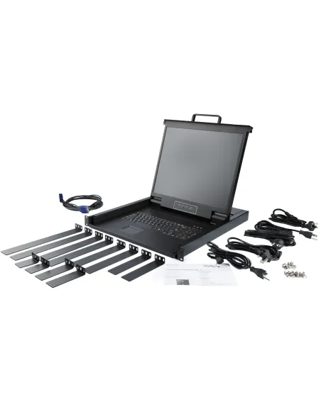 StarTech.com Consola KVM de Montaje en Rack - Teclado QWERTY - KVM para Rack de Servidores de 1 puerto VGA con Monitor LCD de