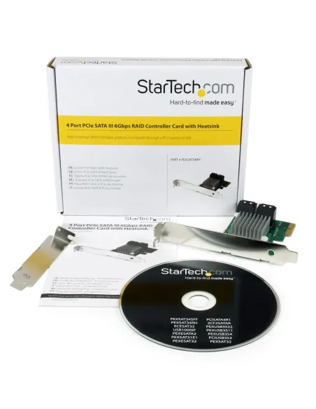 StarTech.com Tarjeta Controladora PCI Express 2.0 de 4 Puertos SATA III de 6Gbps RAID con Enlace HyperDuo para SSD - Adaptador