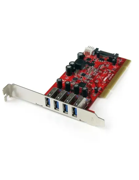 StarTech.com Tarjeta Adaptador PCI USB 3.0 (5Gbps) SuperSpeed 4 Puertos Con Alimentación SATA LP4 - Hub Concentrador Interno -