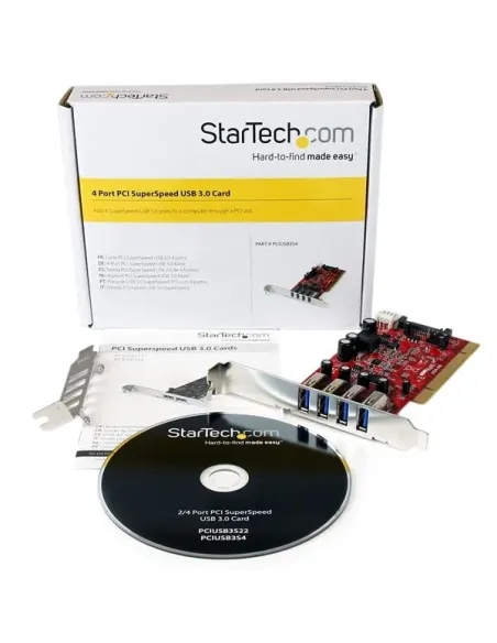 StarTech.com Tarjeta Adaptador PCI USB 3.0 (5Gbps) SuperSpeed 4 Puertos Con Alimentación SATA LP4 - Hub Concentrador Interno -