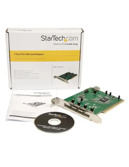 StarTech.com Adaptador Tarjeta PCI USB 2.0 de Alta Velocidad 7 Puertos - 4 Externos y 3 Internos