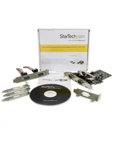 StarTech.com Tarjeta Adaptadora PCI Express PCIe de 4 Puertos Serie RS232 UART 16550 Serial DB9