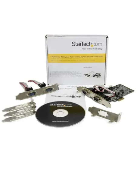 StarTech.com Tarjeta Adaptadora PCI Express PCIe de 4 Puertos Serie RS232 UART 16550 Serial DB9