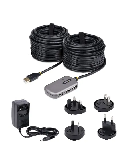 StarTech.com Hub Extensor USB - Concentrador USB con Cable de Extensión de 24m - Cable Alargador USB con Ladrón USB - Repetidor