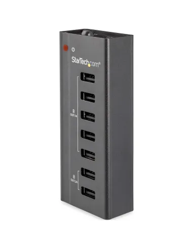 StarTech.com Estación de Carga USB de 7 Puertos Autónoma - 5x Puertos de 1A y 2x Puertos de 2A - Base de Carga USB