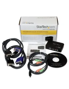 StarTech.com Juego de Conmutador KVM de 2 puertos con todo incluido - USB - Audio y Vídeo VGA