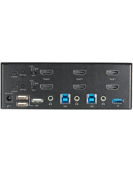 StarTech.com Switch Conmutador KVM de 2 Puertos HDMI 2.0 4K para 2 Monitores - Vídeo de 4K y 60Hz Ultra HD - HDR - Hub Ladrón