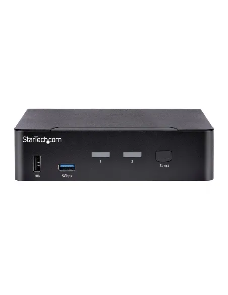 StarTech.com Switch Conmutador KVM USB C Tipo C, KVM de 2 puertos DisplayPort con Vídeo UHD HDR de 4K 60Hz, Audio de 3,5mm, Hub